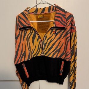 Aviator Nation Tiger Stripe Half-Zip Pullover - Orange/Yellow/Black